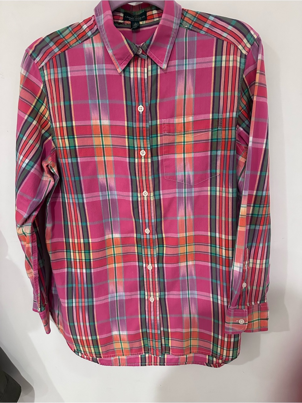 Lauren Ralph Lauren Pink Multi-Color Plaid Button-Down Shirt